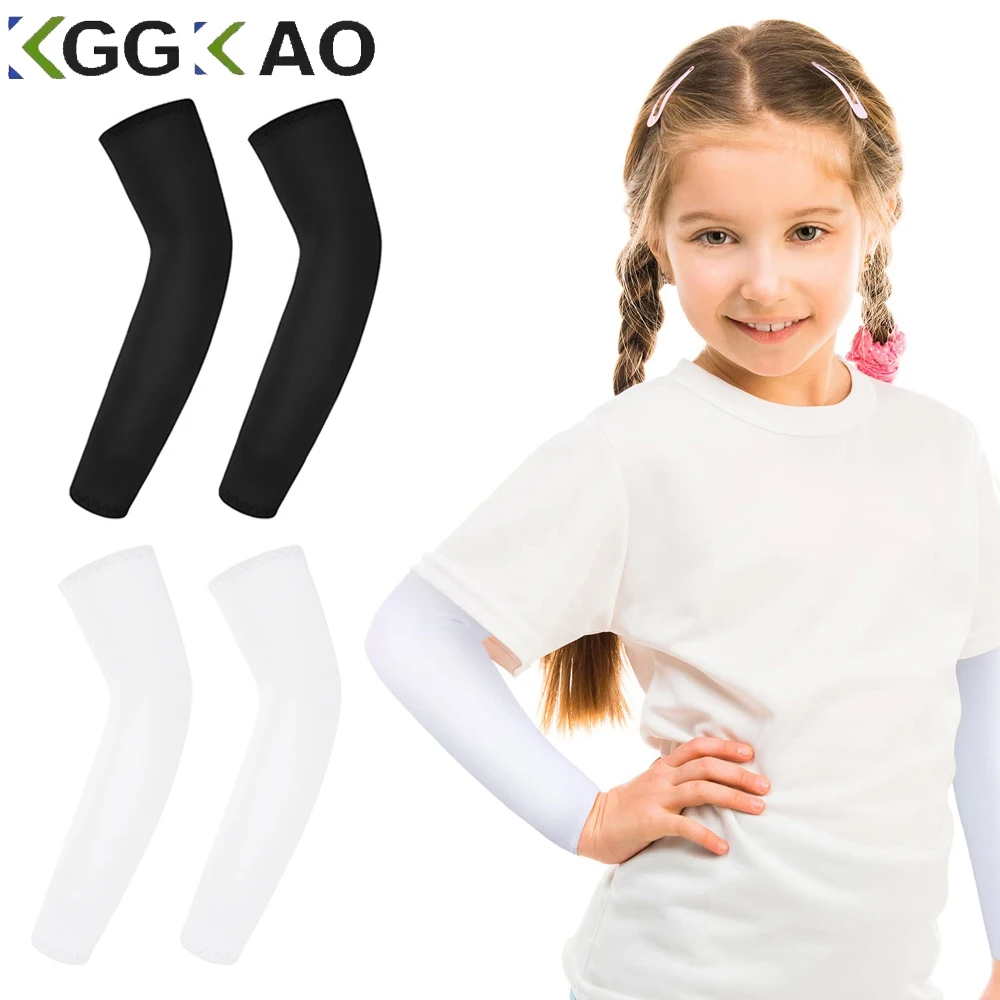 

1Pair Sports Arm Sleeves for Kids Youth Basketball Baseball Arm Sleeves UV Sun Protection Cooling Arm Cover Sleeve