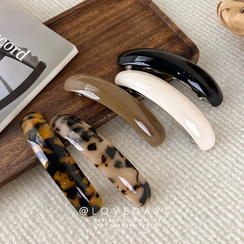 Retro Leopard Spring Ponytail Clip Colorful Acetate Hair Clips for Women Elegant Exquisite Barrettes Fashion Hair Accessories