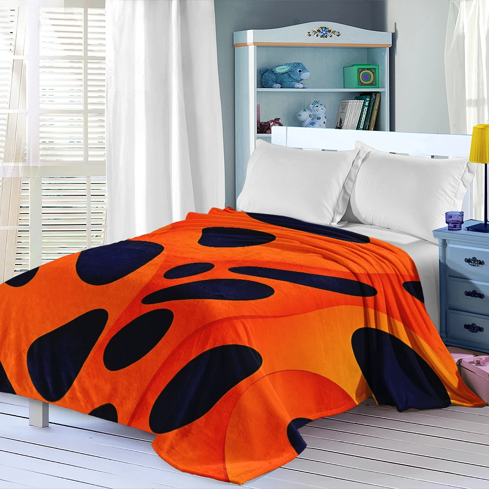 Orange Navy 3D Blobs Cutout Flannel Blanket Perfect For Sofa Office Bed Travel Sleep Read Relax Camping Four Season Use