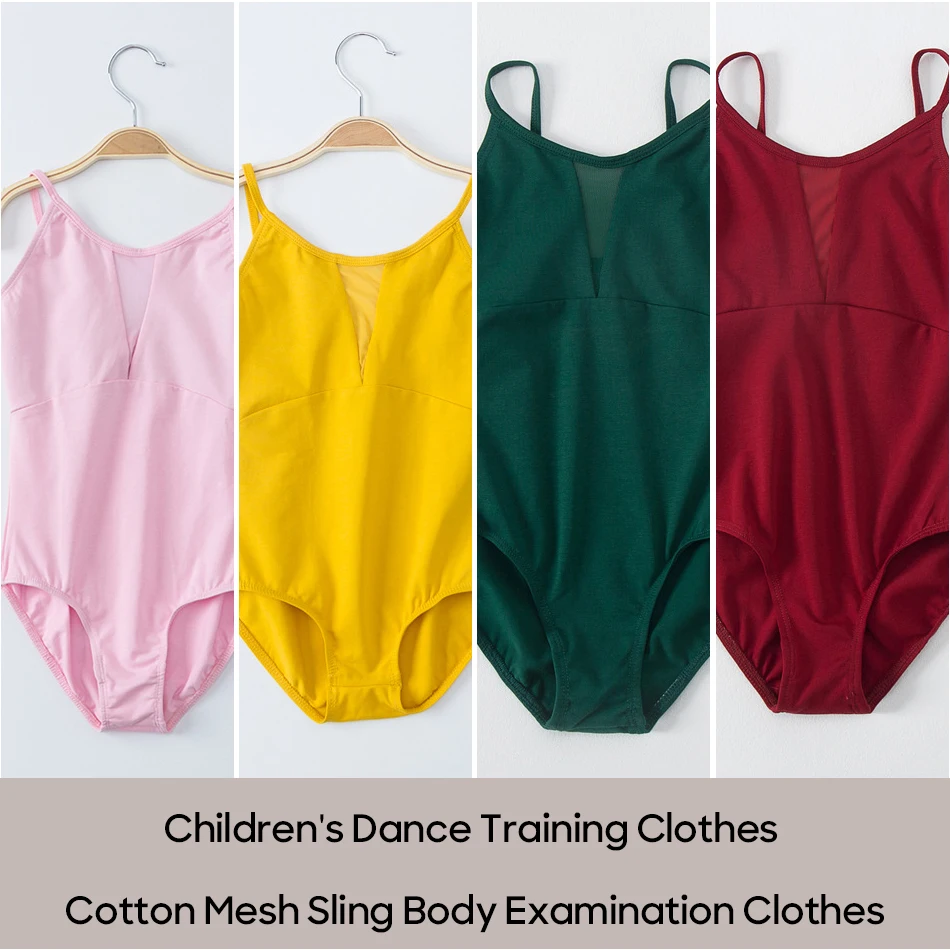 

Children's Dance Training Clothes Cotton Mesh Suspenders Body Examination Clothes Ballet Chinese Dance Performance Costumes Suit
