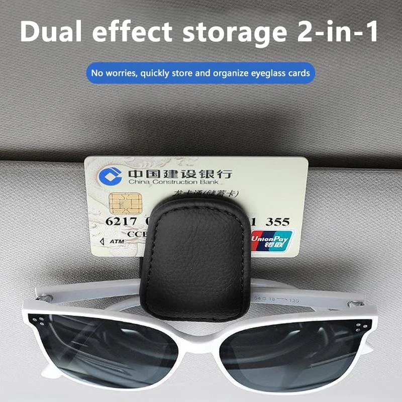 Universal Car Sun Visor Glasses Clip Leather Eyeglasses Clip Magnetic Sunglasses Holder Hanger Multifunction Interior Accessorie