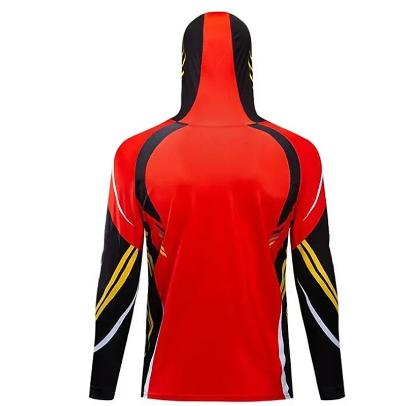 الرجال طويلة الأكمام حماية من الأشعة فوق البنفسجية مع هوديي مقاوم للماء الصيد هوديي التسامي ملابس الصيد قمصان الطباعة الرقمية #5