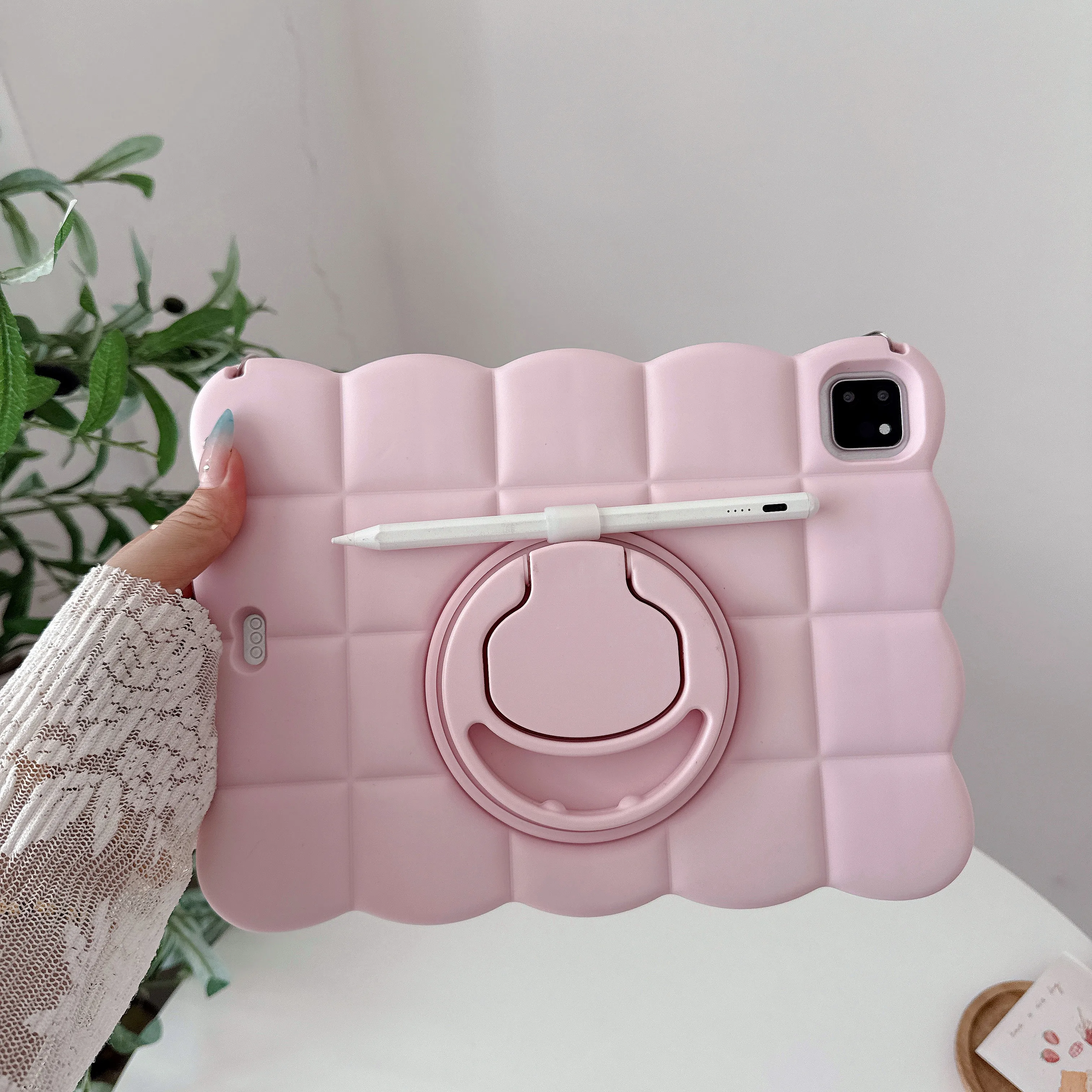 Dla iPad 11 11th 2025 A16 Air 11 2024 M2 M3 10th 2022 Pro 11 Air 4 5 10.2 9th 9.7 6th Etui Cartoon Square Silicone Kids Cover — zdjęcie produktu 3