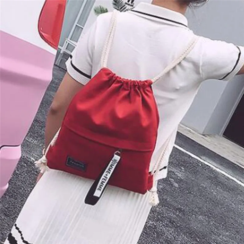 Canvas Drawstring Backpack School Gym Canvas Drawstring Bag Canvas Storage Pack Rucksack Pouch For School Back Pack For Teen