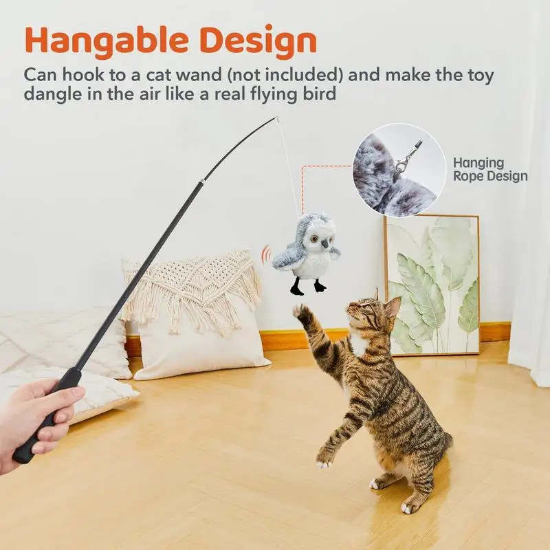 Interactive Cat Plush Toys For Indoor Cats Automatic Flapping Bird Cat Toy USB Rechargeable Electronic Cat Enrichment Toys