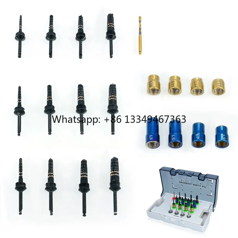 Finer Osseodensification Manual Stainless  Bur Drills Expanding Drills Stoppers 13-Piece