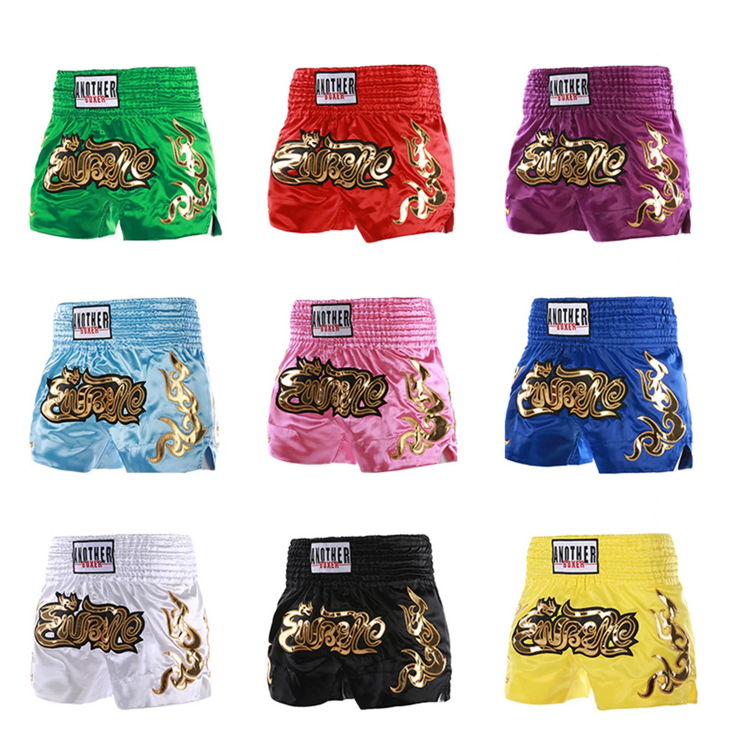 Anotherboxer Muay Thai Shorts Authentic Embroidery Boxing Trunks Adults And Children Free Fighting Sanda Training Half Pants