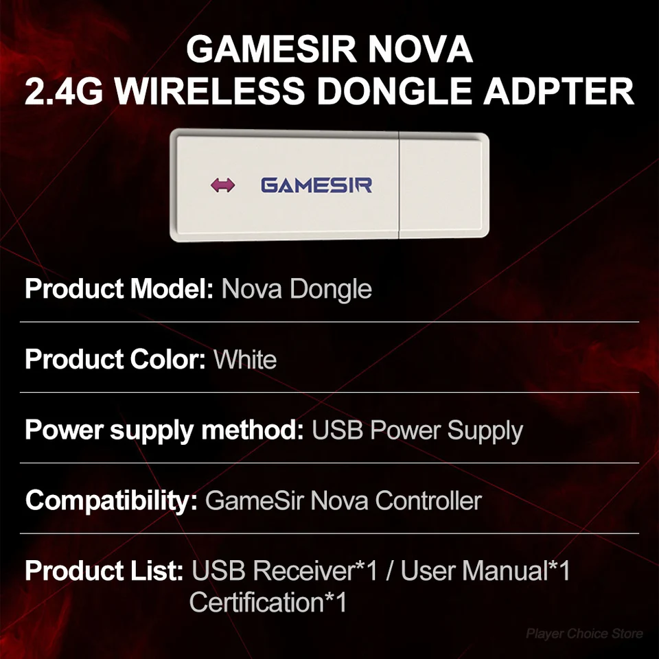 GameSir Adaptador receptor 2.4G para controlador Nova Conexión a PC Computadora Gaming Controle Dongle Plug and Play 6