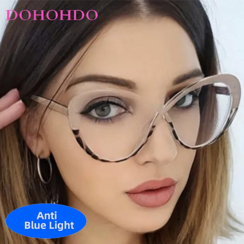 

Vintage Anti-Blue Light Cat Eye Butterfly Sexy Ladies Glasses Trend Luxury Brand Design Irregular Big Frame Optical Men Eyewear