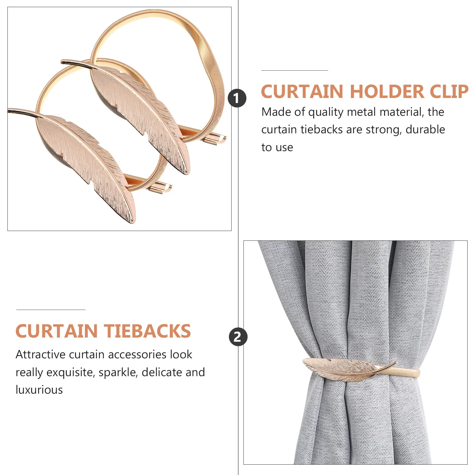 1Pair Magnetic Curtain Tiebacks Metal Leaf Design Punch-Free Curtain Buckle Magnet Strong Holdbacks for Drapes Windows