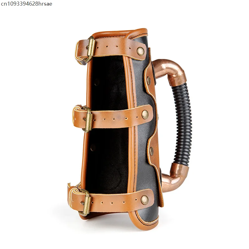 1 ชิ้นไวกิ้งยุคกลางอัศวินสายรัดข้อมือ Steampunk PU หนัง Bracers Pirate Knight Gauntlet เกราะฮาโลวีนคอสเพลย์ Armband