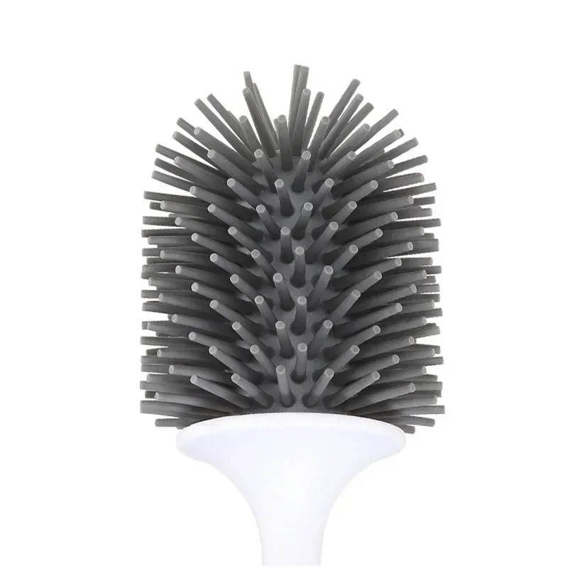 Silicone Head Toilet Brush Quick Draining Clean Tool Wall-Mount Or Floor-Standing Cleaning Brush Bathroom Accessories