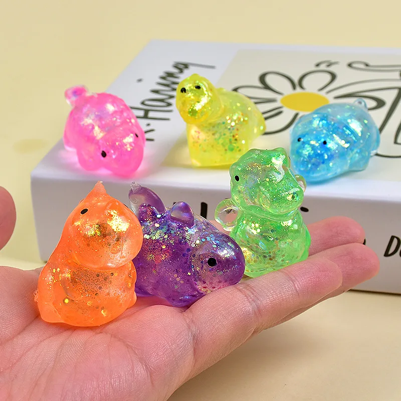 

3Pcs Taba Squshy Cute Mini Aurora Sequins Maltose Baby Dinosaur Critter Pinch Squeeze Fidget Slow Rebound Sensory Toys Girl Gift