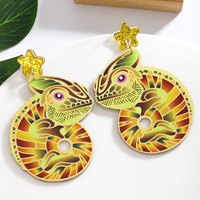Vivid Acrylic Chameleon Lizard Dangle Earrings For Women Creative Animal Drop Earrings Personality Animal Vacation Decoration