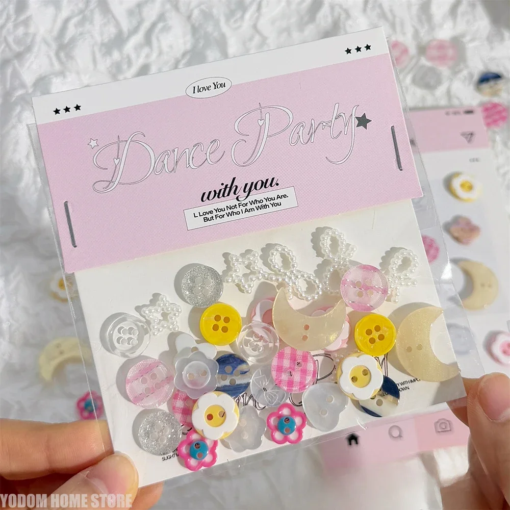 10pcs Kawaii Korean Ins Style DIY Cream Button for Hand Account Decoration Material Hair Hoop Decoration Button Accessories