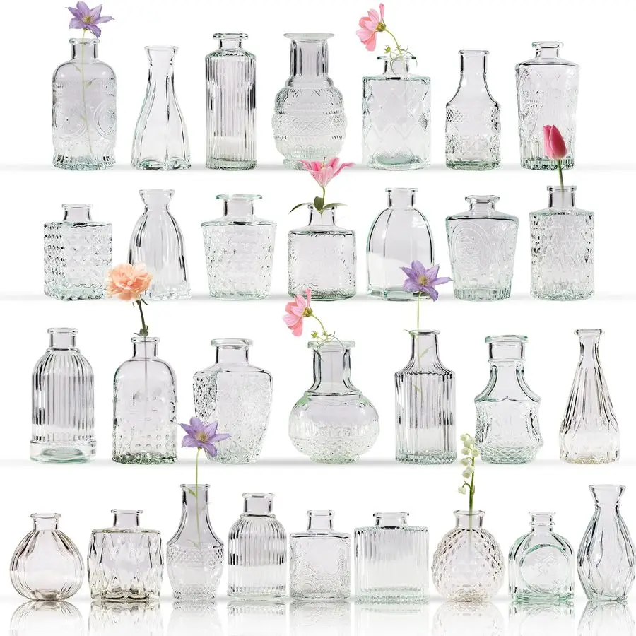 

Pcs Bud Vase Set, Vases for Centerpieces, Cute Glass Bud Vases in Bulk, Small Vases for Flowers, Clear Vase Set for Customizable