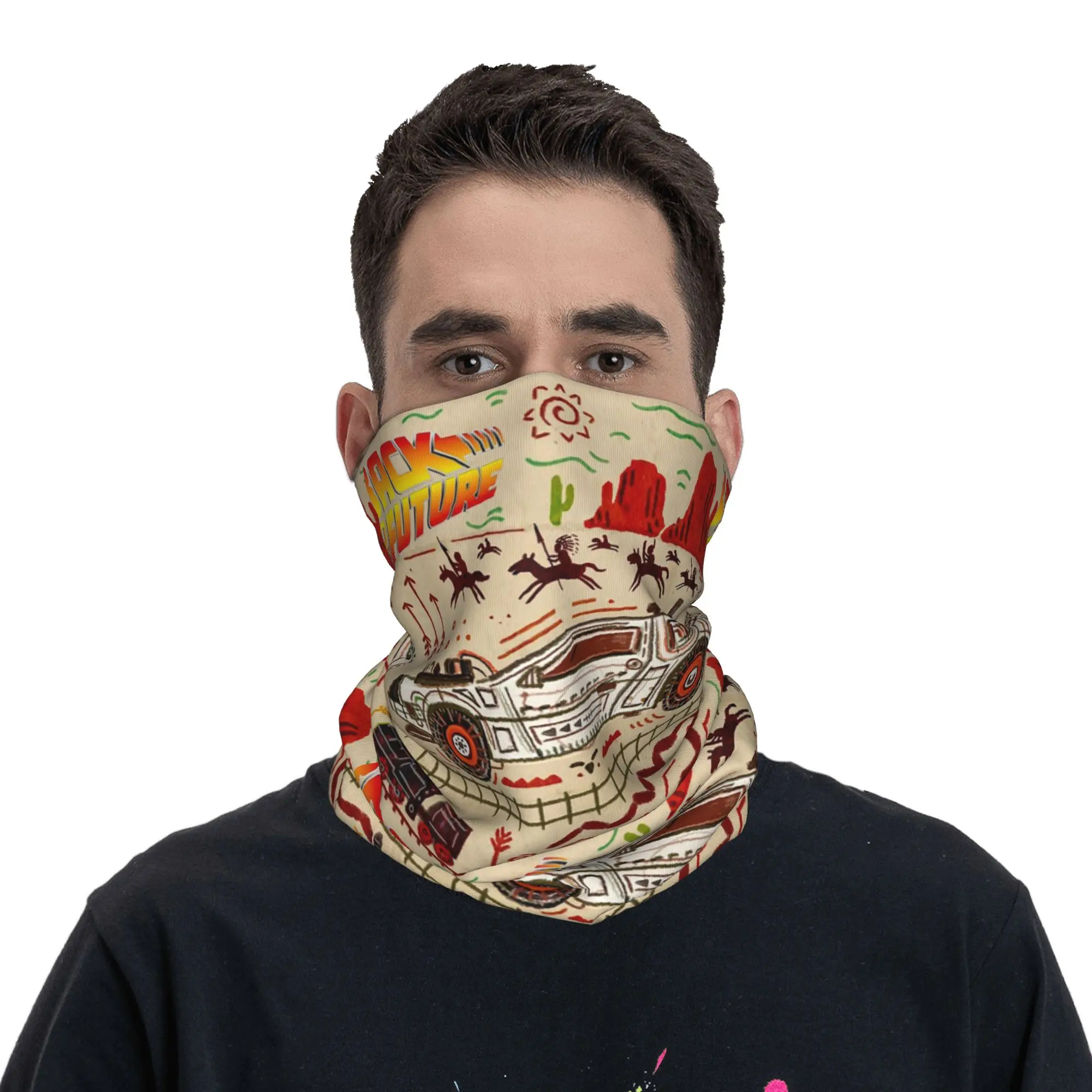 1885 Delorean Back to the future Bandana Neck Cover Printed Magic Scarf Balaclava Outdoor Sports for Men Women Adult Winter