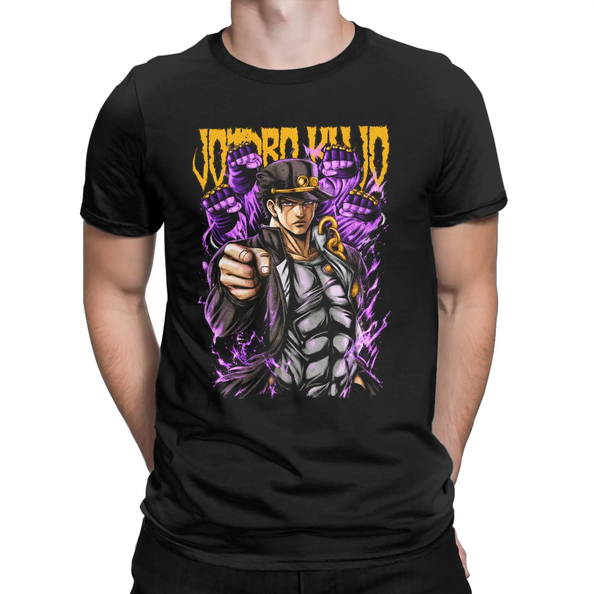 Jojo's Bizarre Adventure Jotaro Kujo Purple T Shirt Summer  Y2K Funny T Shirts Cotton Novelty Tee Shirt For Men Pattern Top Tees