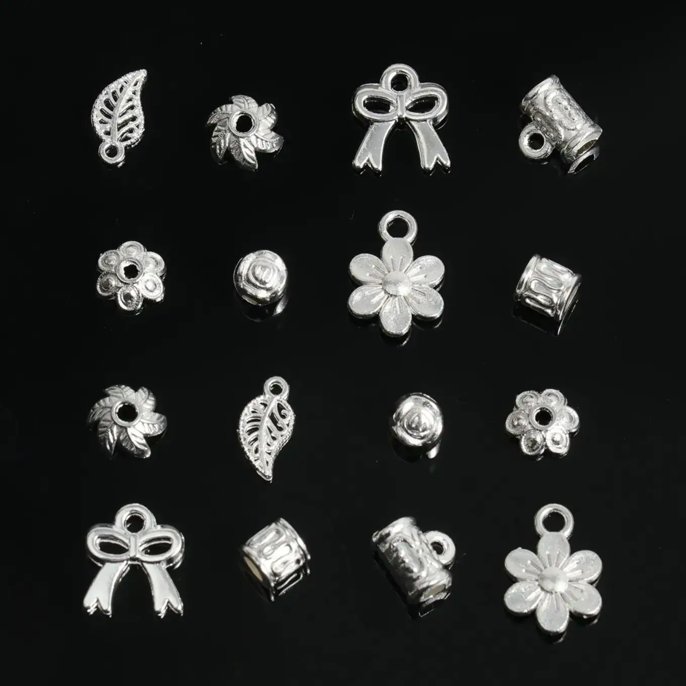 20/50/100g Silver Color Beads Caps End Caps Flower And Leaf Beads For  Jewelry Making Needlework Spacer Bead DIY Accessories