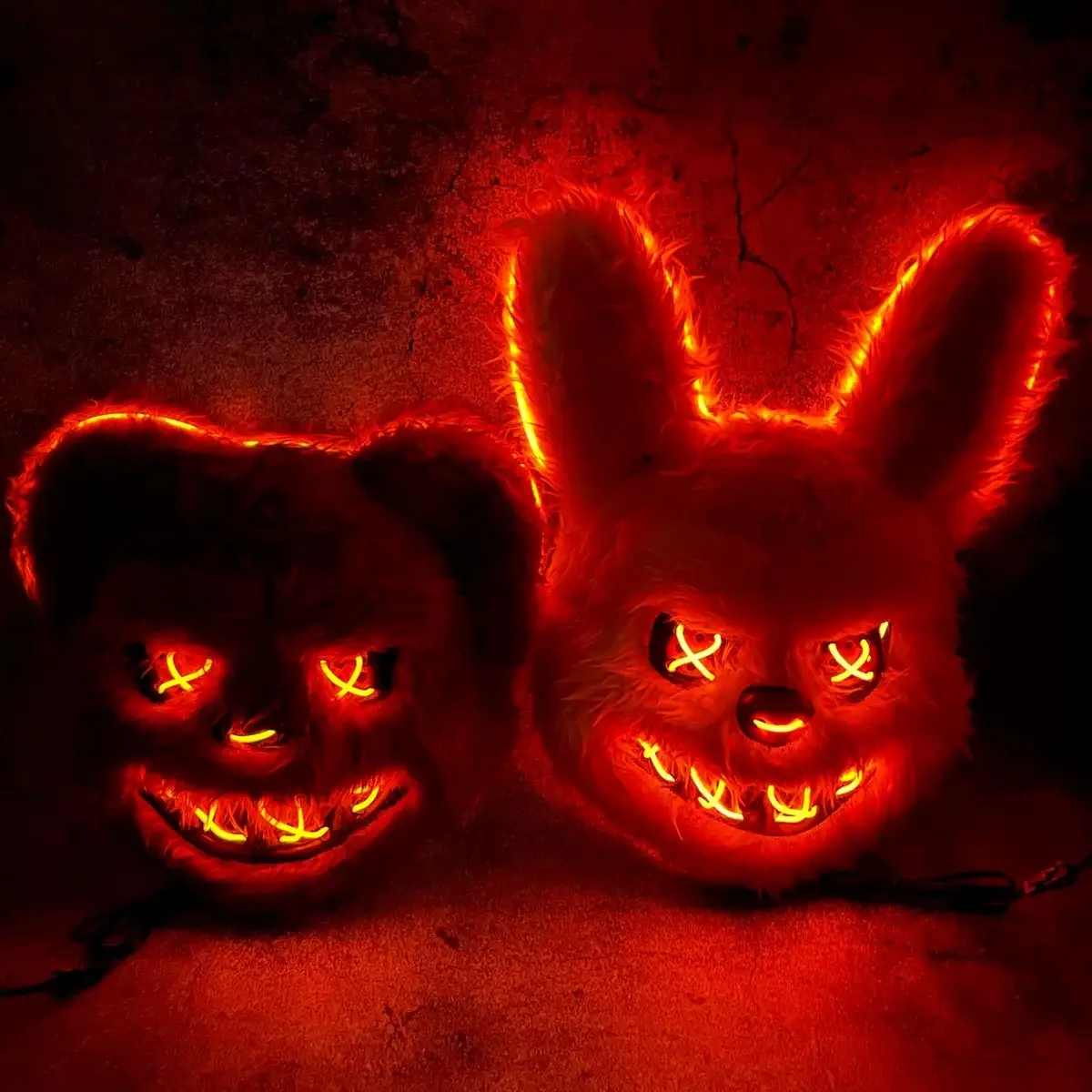 New Carnival Luminous Bear Bunny Mask Unisex Luminous LED Party Mask Halloween Cosplay Supplies Glowing Disguise Masks Props