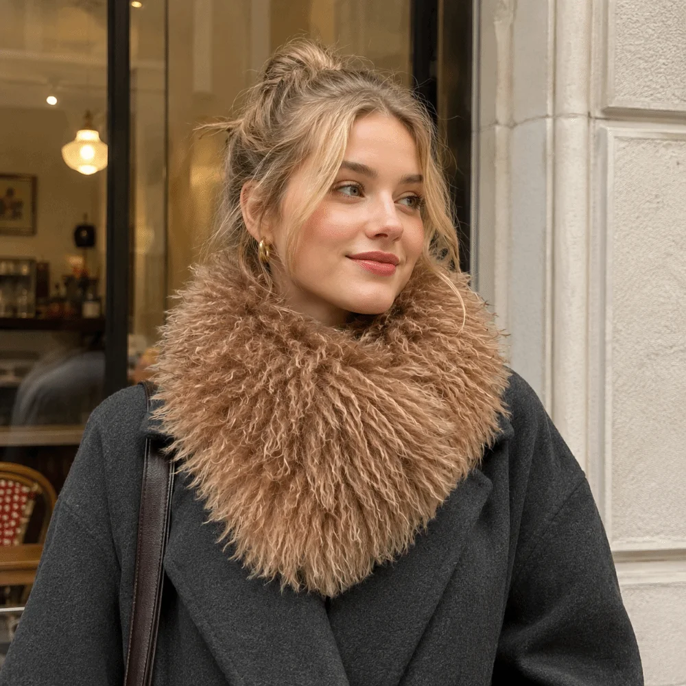 Cute Winter Warm Faux Fur Collar Scarf Magnetic Attraction Double-sided Neck Warmer Fluffy Soft Loop Scarves for Outdoors