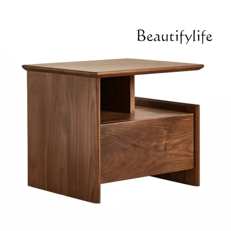 Y North American Black Walnut Bedside Table Retro Solid Wood Storage Cabinet Sofa Side Cabinet Complete