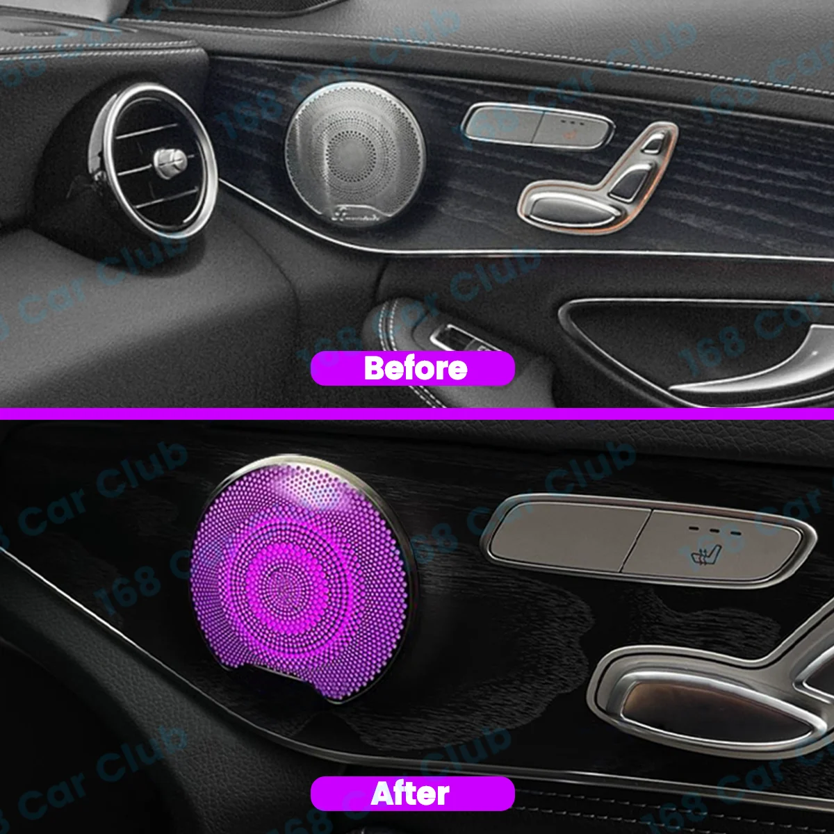 LED Sound Metal Decoratio Ambient Light For Mercedes Benz W205 X253 W213 W238 C/GLC/E-class Coupe Car Door Luminou Speaker Cover