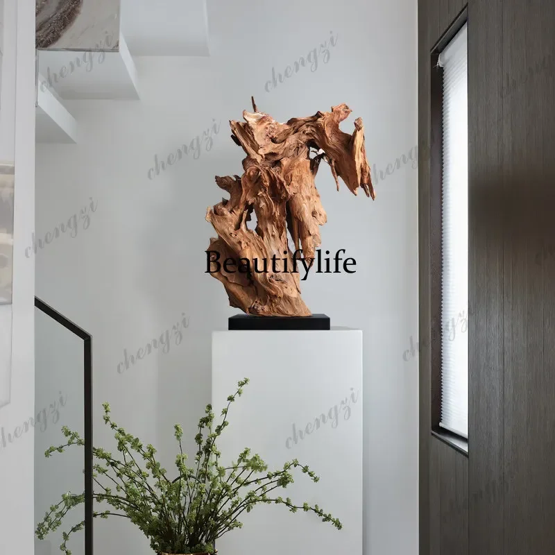 Natural weathered wood soft furnishings, large ornaments, B & B wabi sandy style dead wood decorative sculpture artwork