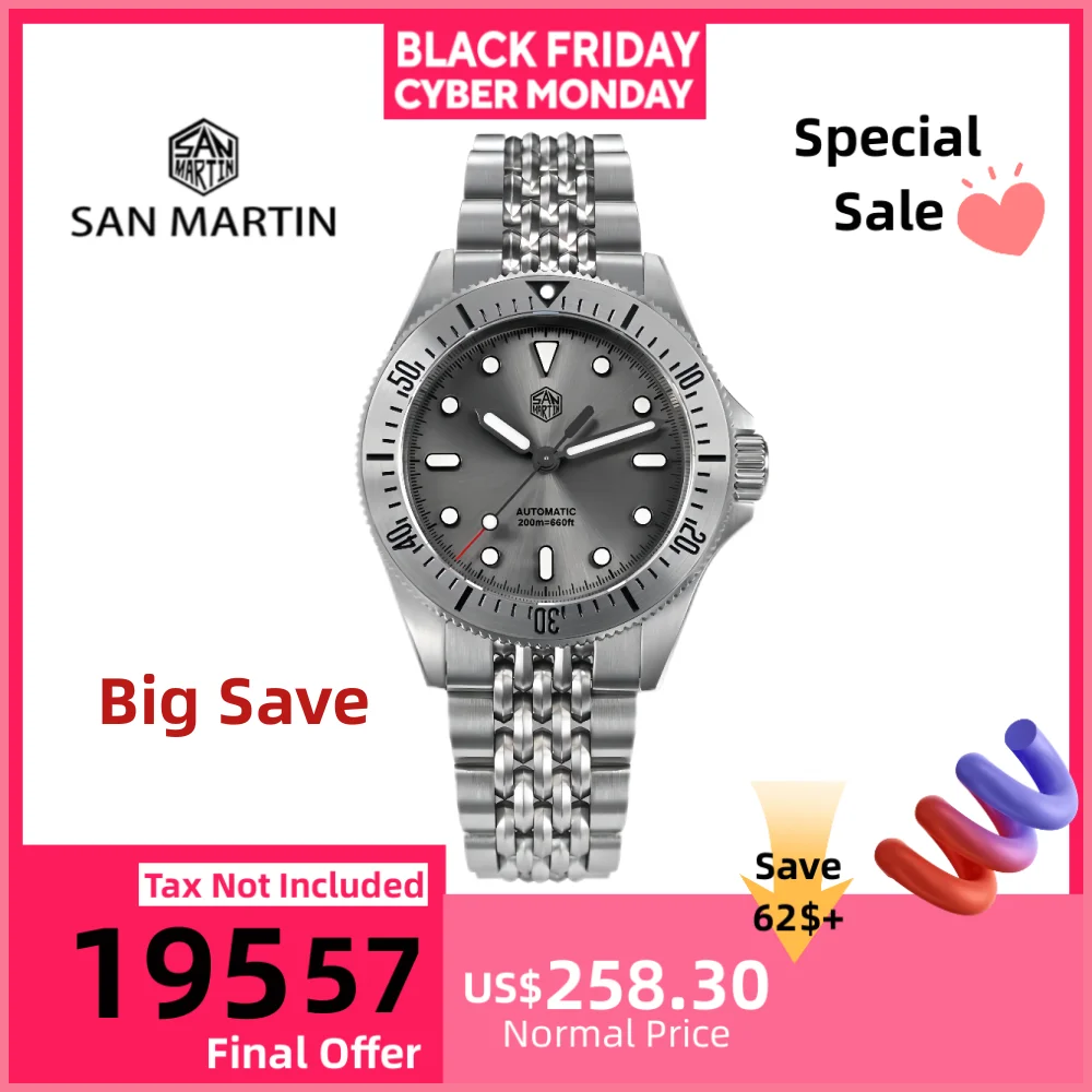 

San Martin 38,8 мм NH35 Мужские часы для дайвинга Sport Saat On The Fly Регулируемая застежка Эмалированный циферблат Сапфировые часы 20 бар SN0044B