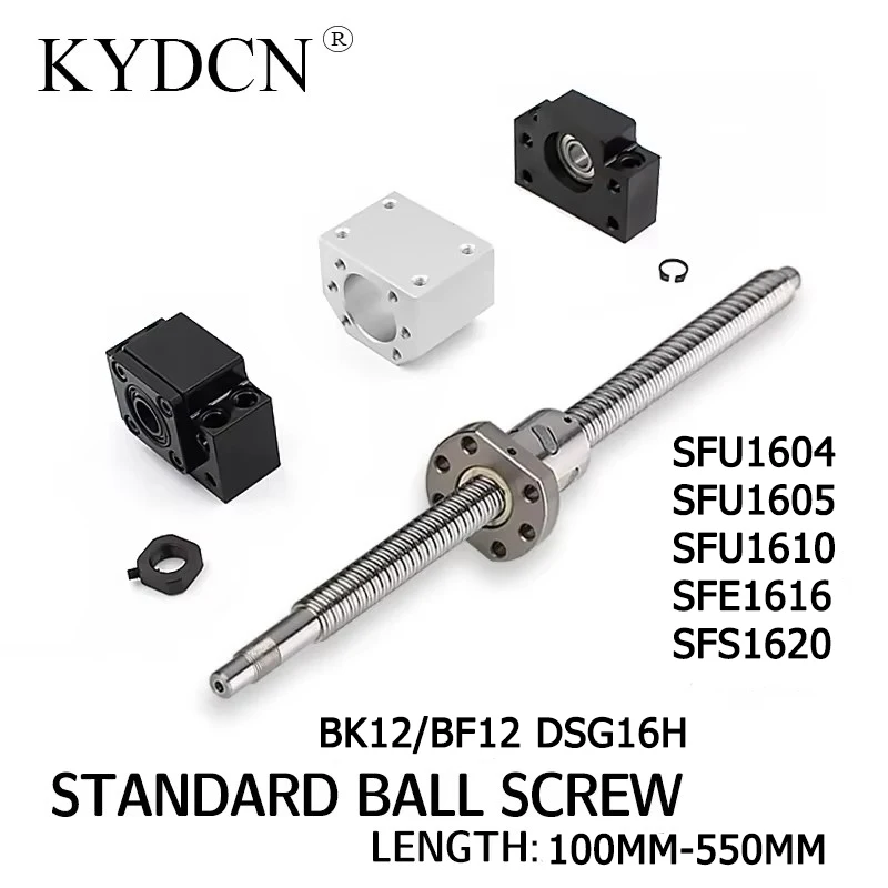 SFU1604 SFU1605 SFU1610 SFE1616 SFS1620 Ball screw Length 100-550mm nut nut seat plus BKBF12 support seat ball screw set