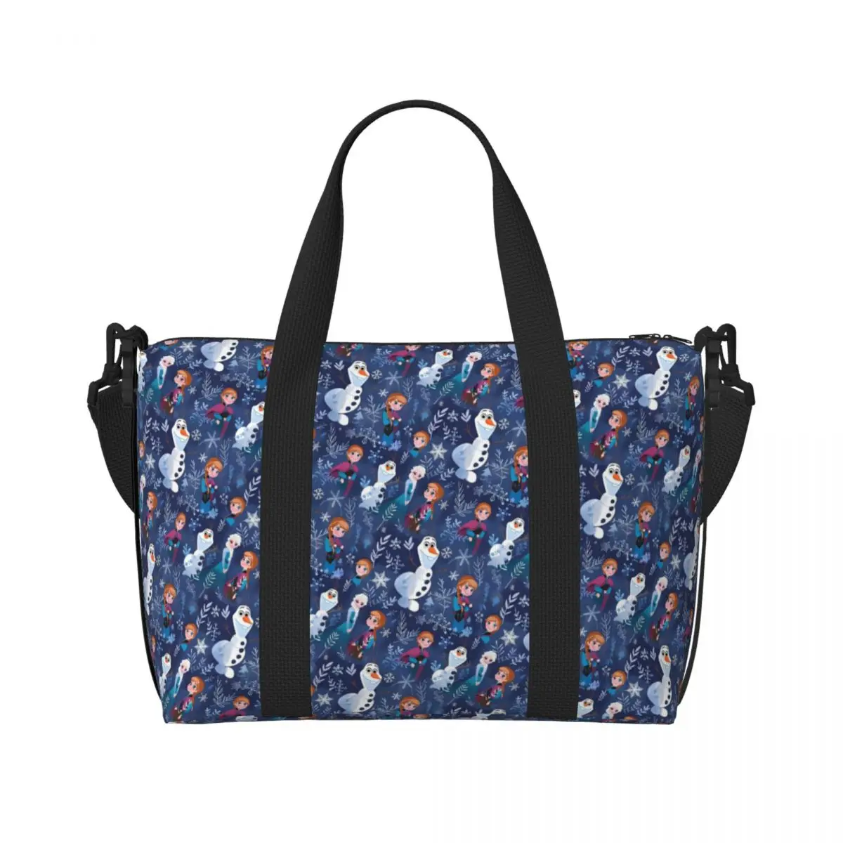 

Custom Frozen Anime Tote Bag Women Large Capacity Elsa Kawaii Princess Gym Beach Shoulder Travel Bag