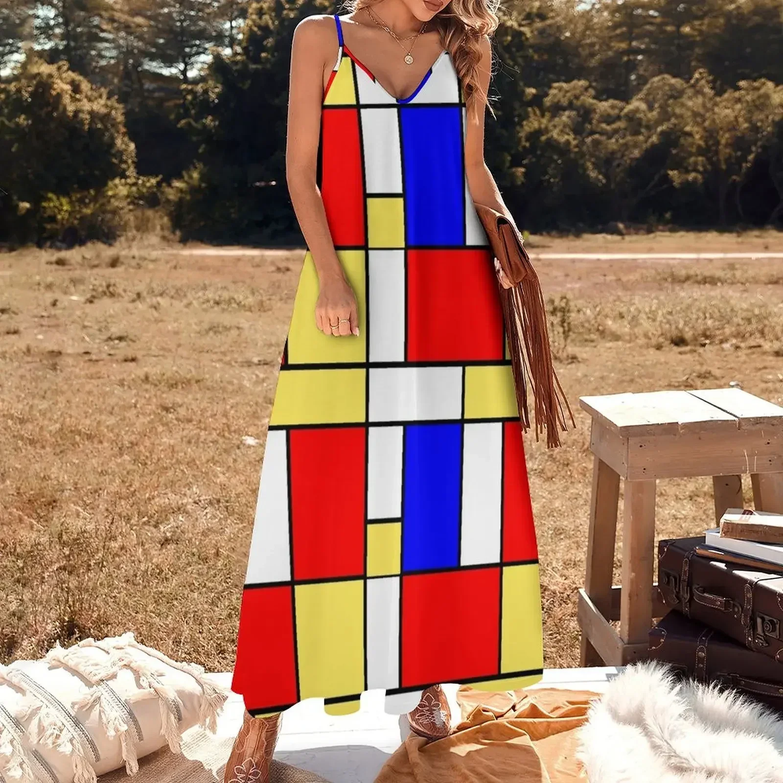 Mod 60s Mondrian Style Sleeveless Dress Long dresses fairy dress chic and elegant woman dress