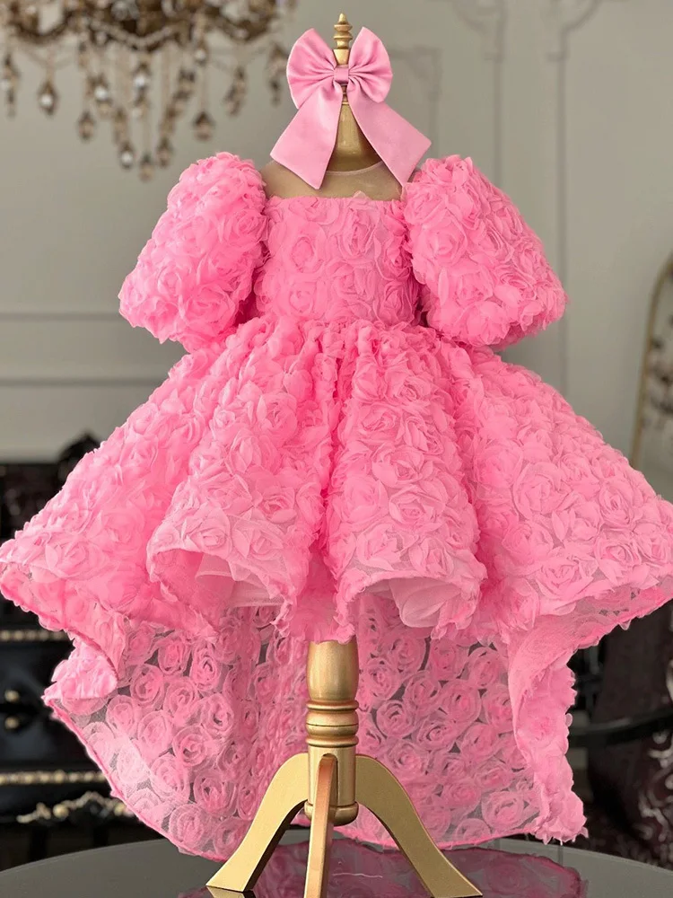 

Luxury formal Girls Big bow Princess Dress 2025 New flower Baby Birthday Dresses Teen Ball Gown Dres Children Wedding Clothing