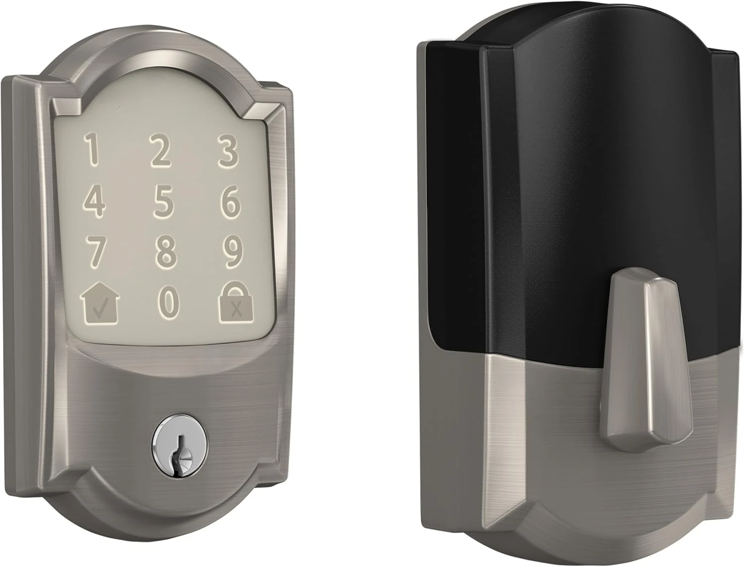 Encode Smart Wi-Fi Deadbolt with Camelot Trim in Satin Nickel