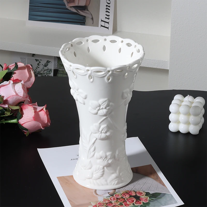 Nordic Ceramic Plain Fired Minimalist Vase, Home Dining Table Living Room Bedroom, Office, Tabletop Decoration, Flower Ware, 1Pc