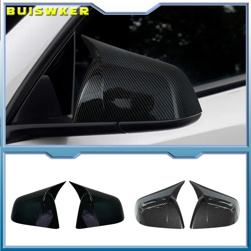 Carbon Fiber Car Paste Side Door Mirror Cover For Tesla Model Y 2019-2023 Auto Exterior Accessories ABS Sides Rearview Cover