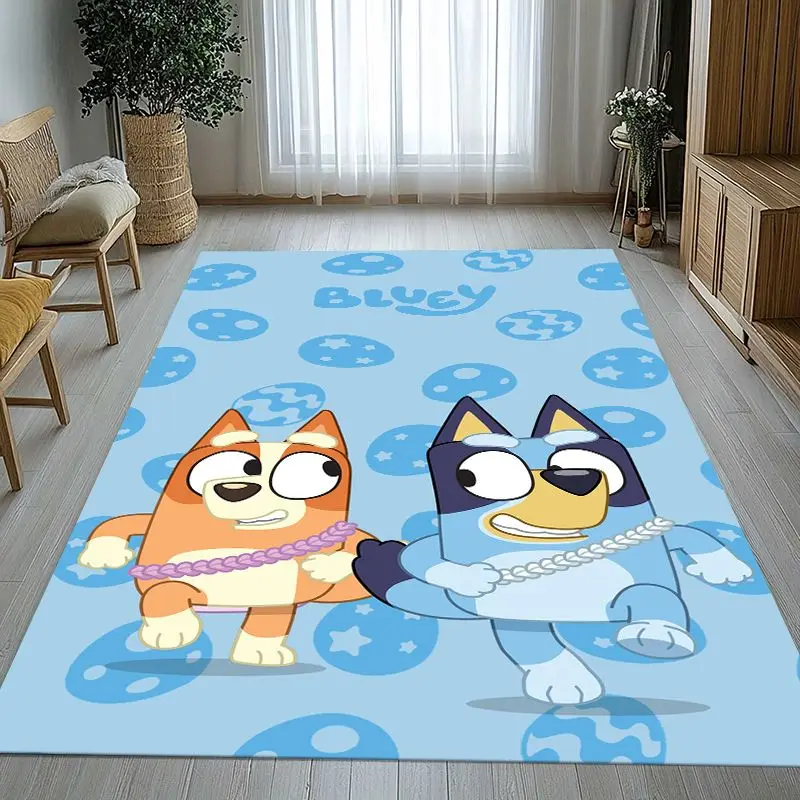 Cartoon Blue Dog Puppy Bingo Soft Non-Slip Large Area Rug for Living Room,Bedroom Playroom Carpet Mat for Sofa,Home Decor Gift