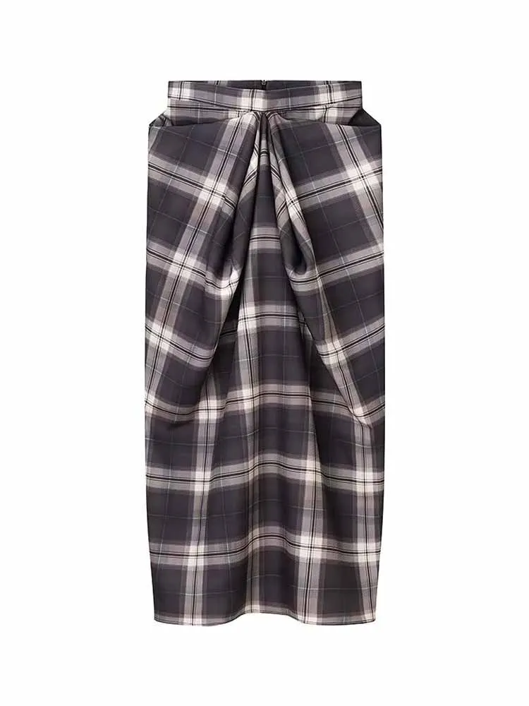 HH mujer nueva moda suave cintura elástica cremallera plisada decoración falda femenina Casual desplazamientos ligero falda versátil