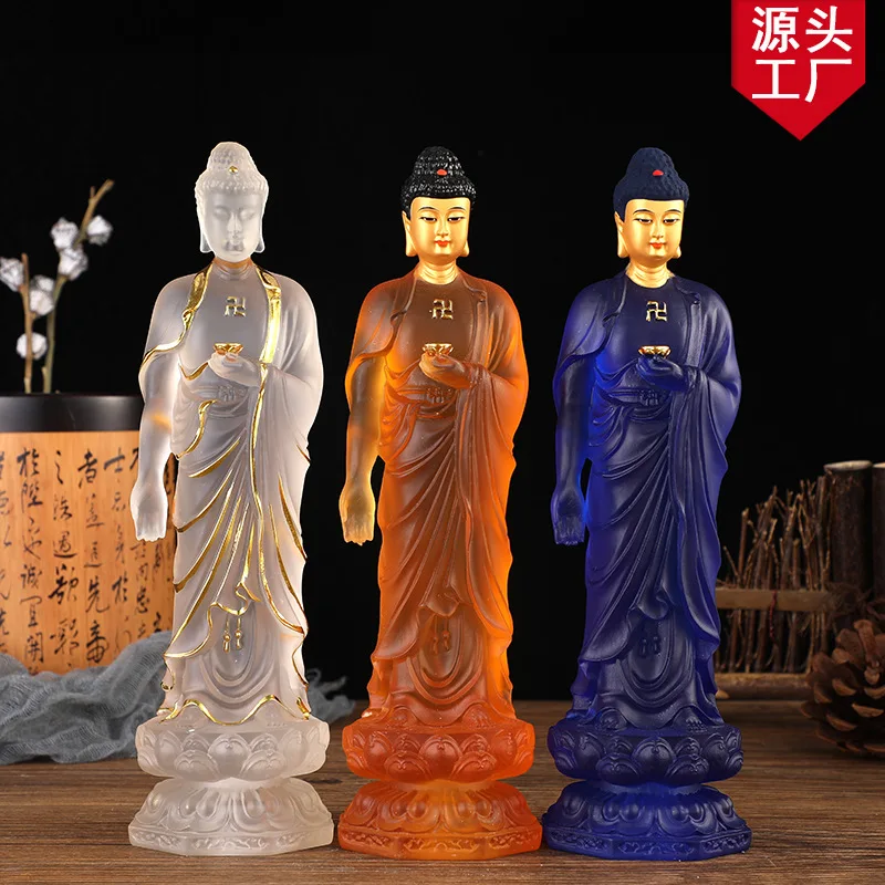 Buddha statue of Amitabha  Tibetan water glass, standing statue of Shakyamuni Buddha, household offerings statue, factory batch