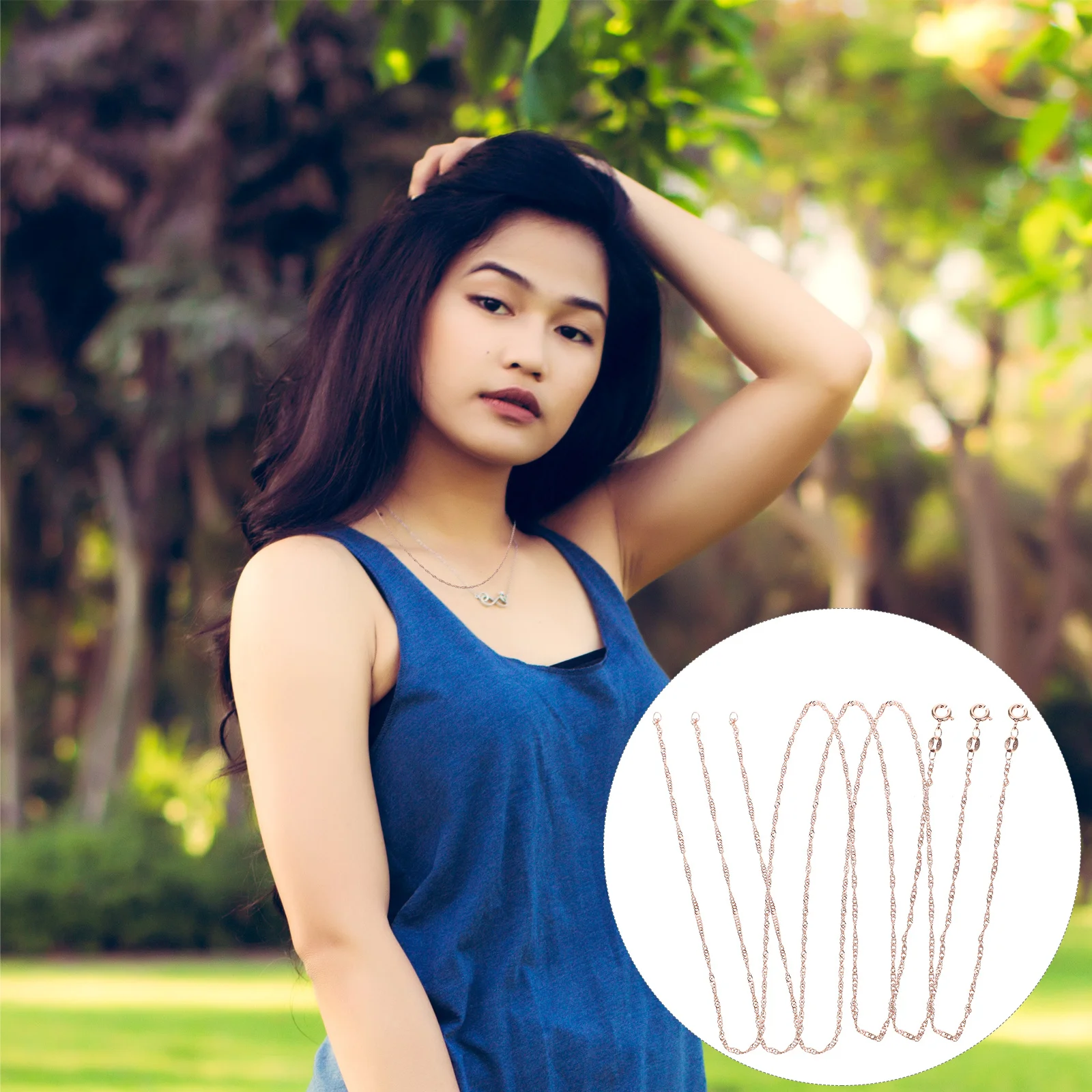 

3 шт., медные цепочки для ожерелья из розового золота, нежные принадлежности для самостоятельного изготовления ювелирных изделий, цепочки для ожерелья для подвесок, медная цепочка