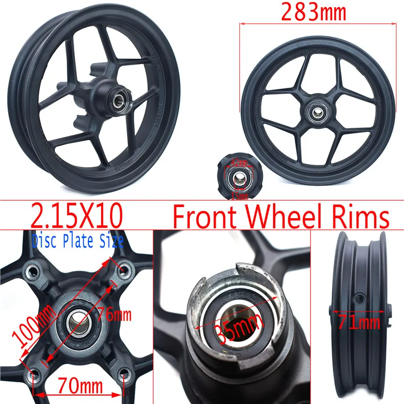 10inch Front And Rear Rims With Brake disc Plate 190MM and Sprocket #420 For Dirt Pit Bike Refitting Racing Bike Wheels