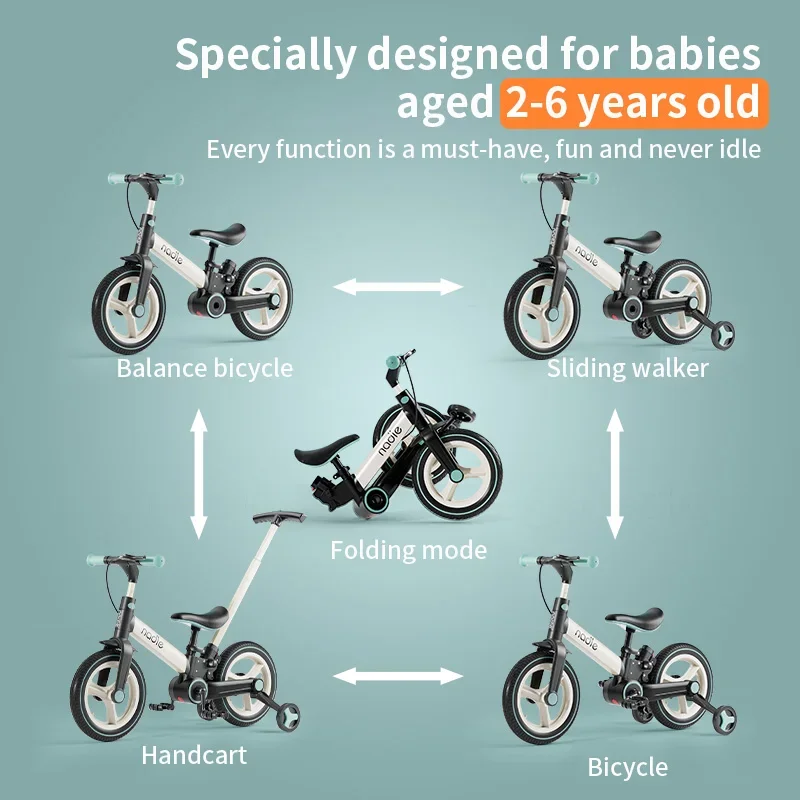Children's bicycle balance bike 2-in-1 1-3 1-6-year-old girl boy pedal folding bike
