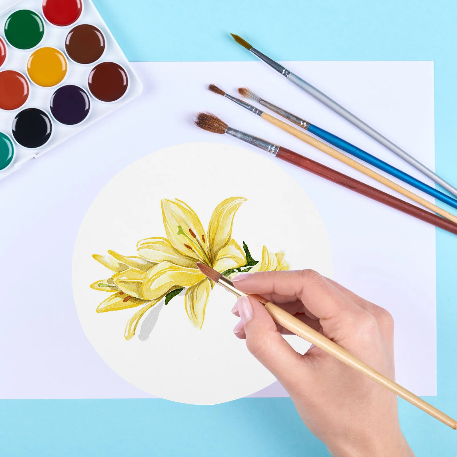 

40 Sheets Blank Round Painting Cardboard Thick Drawing Paper Craft Paperboard for DIY Art Projects Sketch Painting