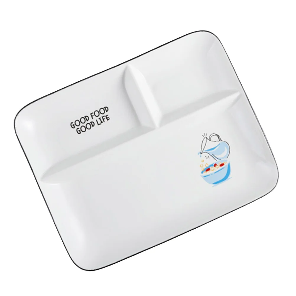 

Porcelain Divided Plate Three Compartments Fruit Dessert Ceramic Tray Tableware for Home (Cereal Milk)