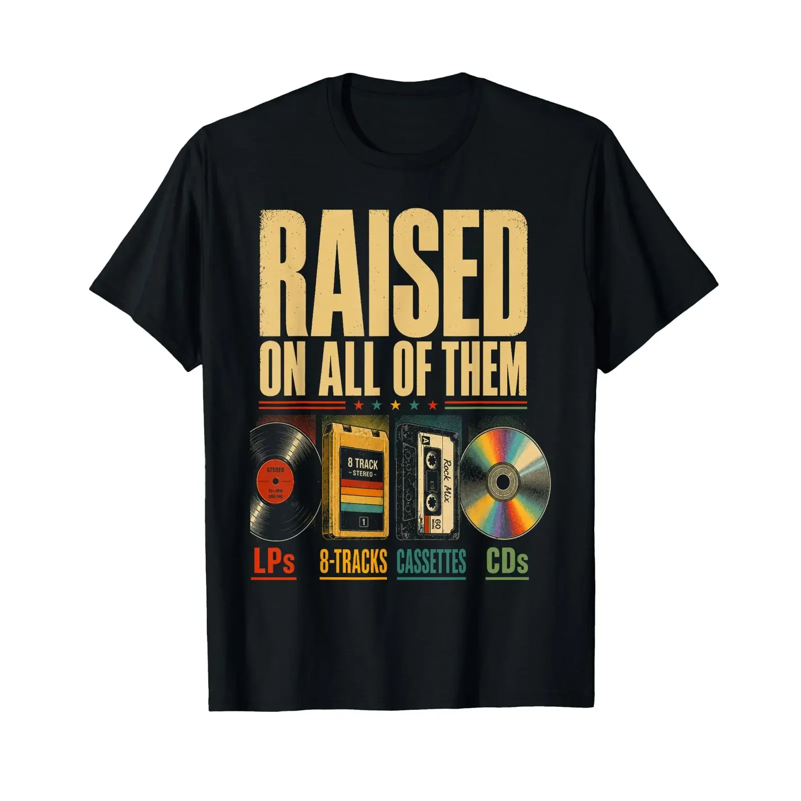 Raised On All of Them Vintage Music Lover Retro Cassette T Shirt vintage Washed graphic Comfortable Breathable Stylish Casual