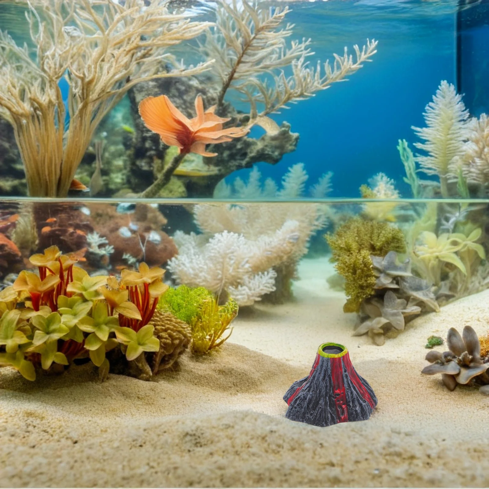 

5Pcs Fake Volcano Aquarium Decor Resin Durable Mini Landscape Fish Tank Mountain Ornament Hideout Tubing Accessories