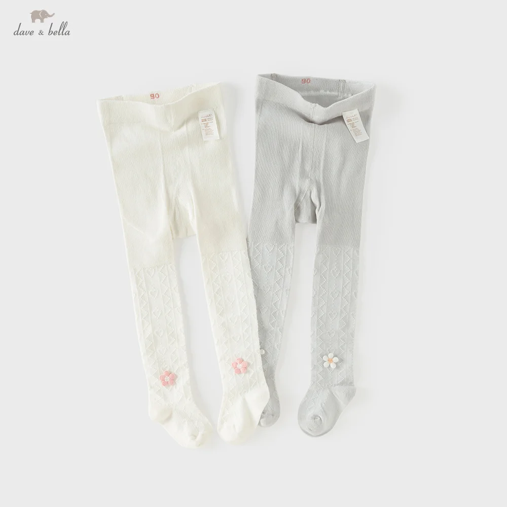 Dave Bella Girls Pantyhose Bottom Tight Summer Spring Grey Sweet White Elastic Flowers Casual Children Outdoors Socks DB2262450