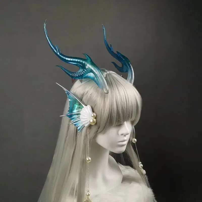 Nowe Rekwizyty Cosplay Honorów Królewskich Xishi Smocze Rogi Syrenie Kolczyki Rekwizyty na Imprezę, Halloween, Wykonane na Zamówienie