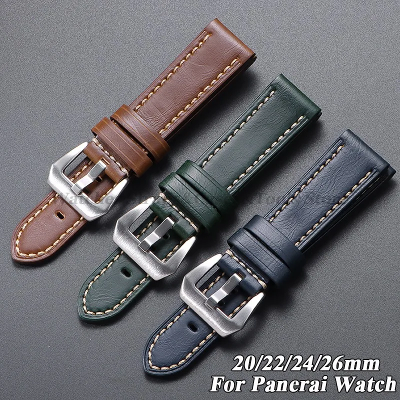 Cuir de vache Crazy Horse Bracelets en cuir véritable 20mm 22mm 24mm 26mm pour Panerai pour Omega ceinture marron foncé hommes femmes bracelet de montre