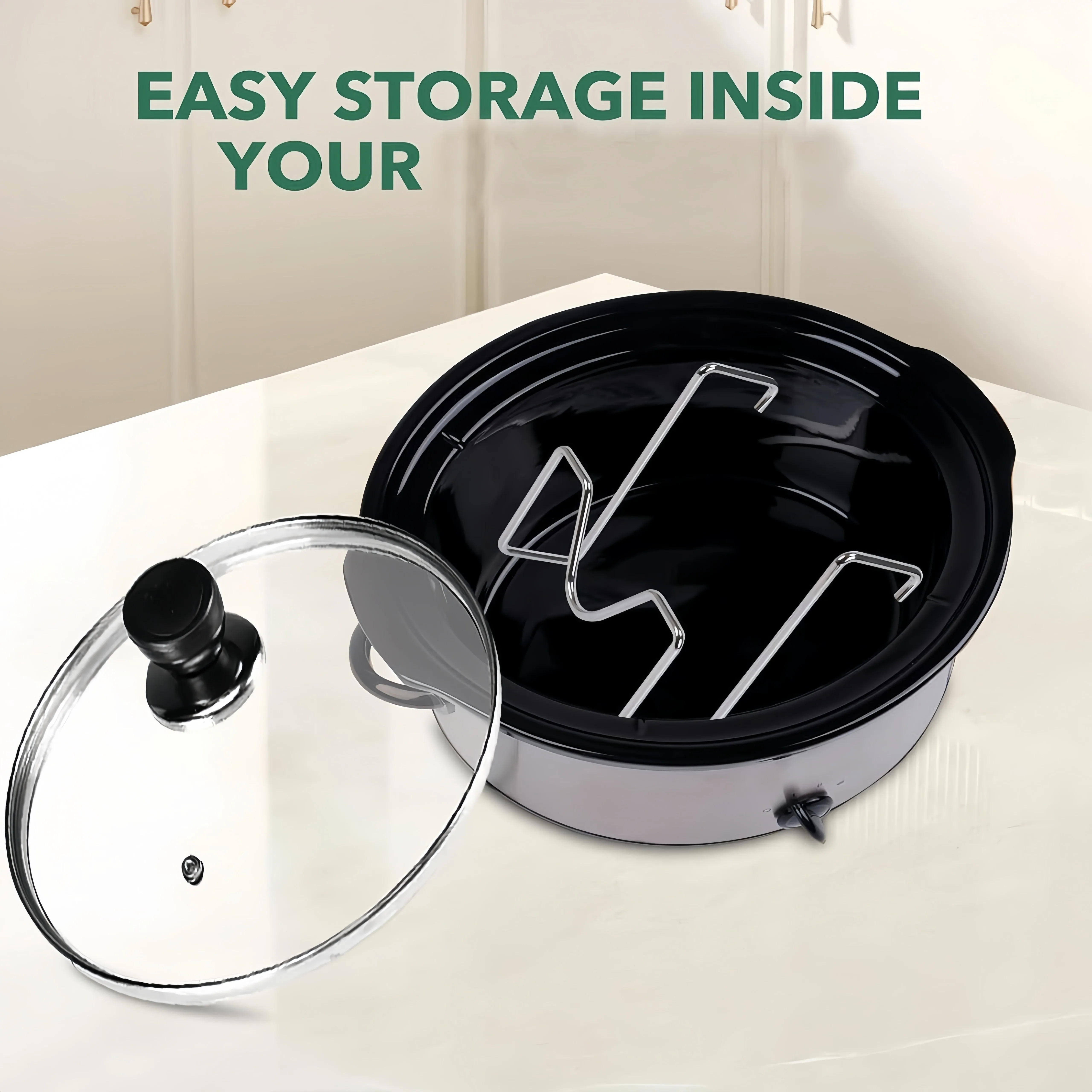 Stainless Steel Pot Lid Rack, Slow Cooker Lid Tray, Lid Organizer, Space-Saving Kitchen Countertop Design